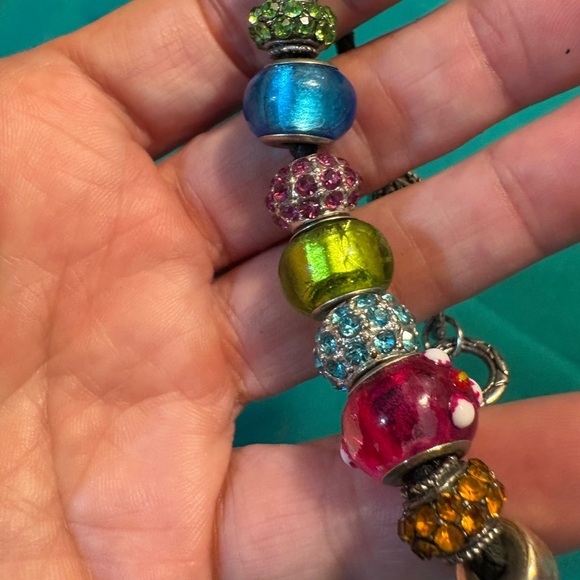Lamp work and Crystal rhinestone bracelet - Picture 4 of 5
